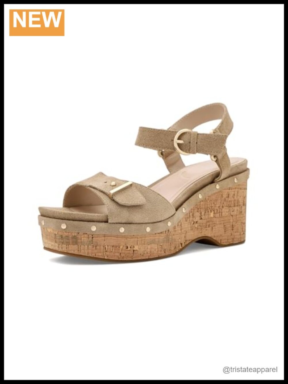 Pelle Moda Ciana Suede Platform Wedge Sandal Buckle Square Toe